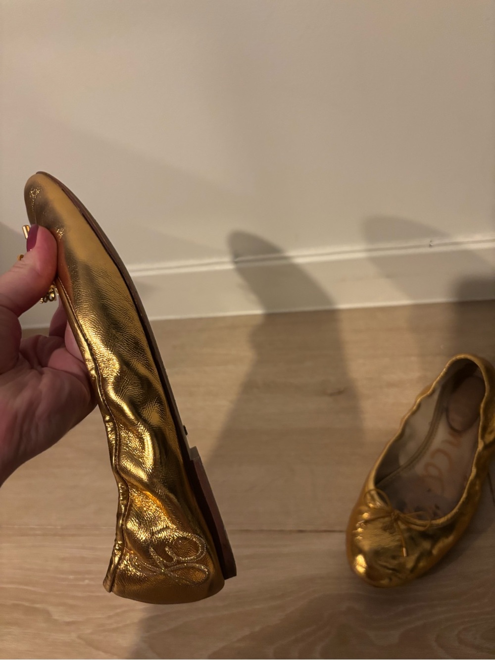 Sam Edelman Metallic Gold Ballet Flats - Picture 5 of 8